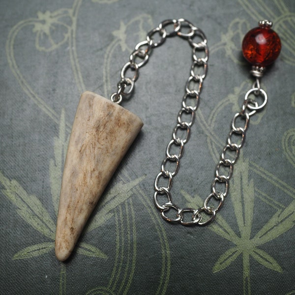 Stag Antler Pendulum with Copal - for Divination & Dowsing - Pagan, Wicca, Witchcraft