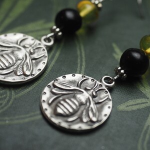 Baltic Amber and Jet Bee Earrings Melissa Honey Magic Pagan, Wicca, Witchcraft with sterling silver earwires image 5