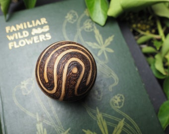 Wooden Labyrinth Meditation Sphere - Pagan, Wicca, Witchcraft, Easter, Tintagel, Pyrography