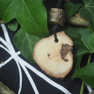 Colgante de nudo de madera de roble inglés: Fuerza y coraje - Brujería