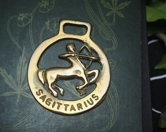 Vintage or Antique Sagittarius, Horse Brass - the Archer, Zodiac - Folk Magic, British, Pagan