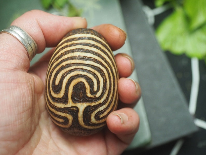 Pagan Rattle Labyrinth Egg RATTLE - Wood - Meditation, Tintagel - Pagan, Wicca ...