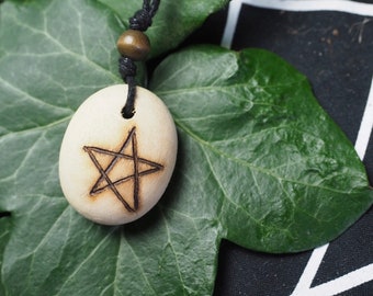 Linden Pebble Pentagram Pendant - Freya - Pagan, Wicca, Witchcraft, Freja, Lime Tree, Linden Tree