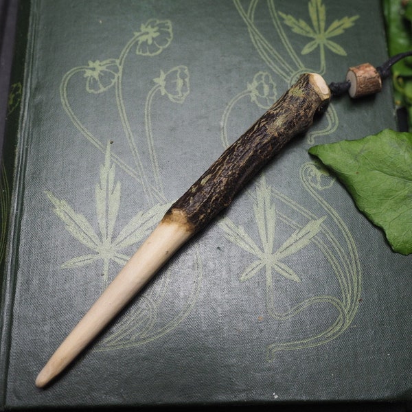 Cornish Holly Wood Wand Pendant - Druid, Druidry Pagan, Wicca, Witchcraft, Ogham Tree