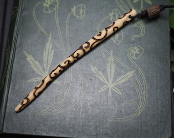 Mistletoe Wood Spiral Wand Pendant - Magic -  Love - Druid, Druidry Pagan, Wicca, Witchcraft, Travel wand