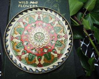 Brass & Enamel Offering Dish Vintage or Antique Brass Bowl for a Pagan or Wiccan Altar - Witchcraft, Magic