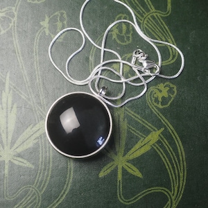 Black Scrying Mirror Pendant For Divination - Upcycled - Pagan, Wicca, Witchcraft, Ritual, Magic