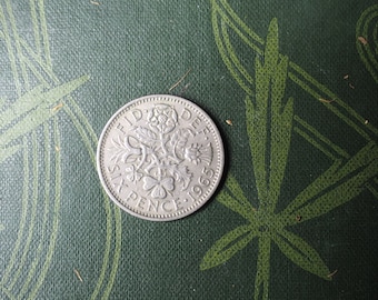 Old English Queen Elizabeth II Sixpence Coin - Bridal, Prosperity, Spell-work, Magic, Christmas, Fairy Offerings, witchcraft