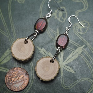Holly Wood Earrings for Protection Pagan, Wicca, Witchcraft, Charms, sterling silver, Ogham tree image 3