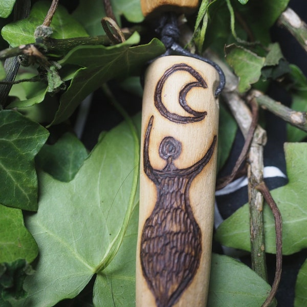 Elder Wood Goddess Pendant - For Crone Wisdom, Pagan, Wicca, Witchcraft, ogham tree