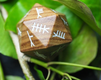 20 sided Wooden Ogham Die  - For divination - Pagan, Wicca, Witchcraft, Dice, Celtic Tree Ogham