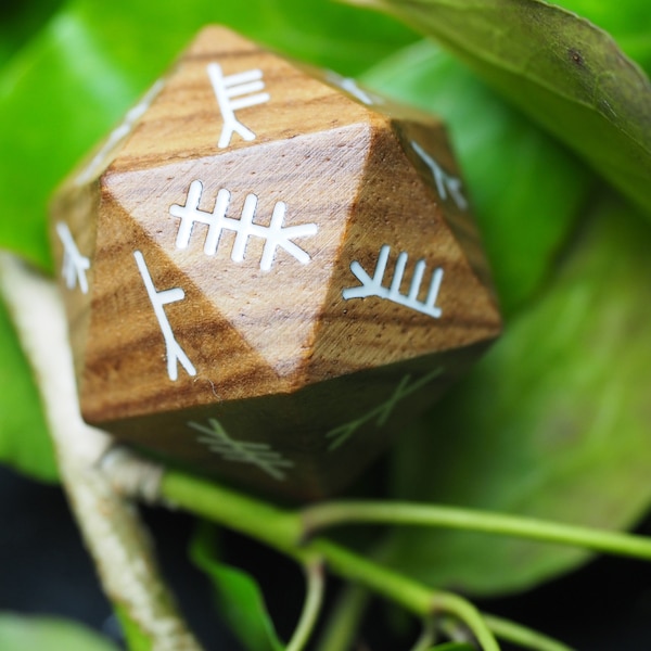 20 sided Wooden Ogham Die  - For divination - Pagan, Wicca, Witchcraft, Dice, Celtic Tree Ogham