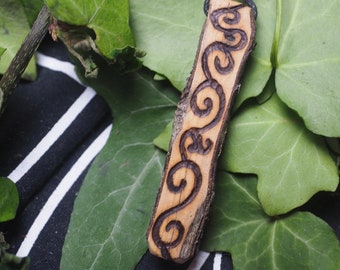 Avalon Blackthorn Wood Spiral Pendant - Protection - Pagan, Wiccan, Witchcraft, Ogham Tree