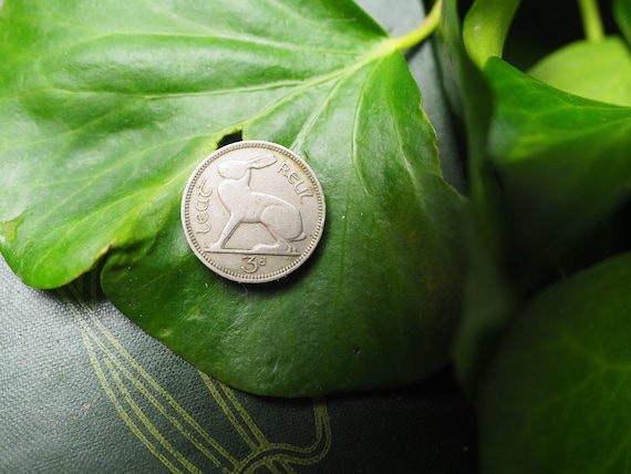 Old Irish 3d Hare Coin - Threepence - Spell-work, Magic, Fairy Offerings, witchcraft, Harp coin