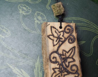 English Ivy Wood Leaf Pendant - Overcoming Challenges - Pagan, Wicca, Witchcraft, ogham tree