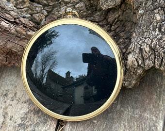 Curved Black Scrying Mirror For Divination - Upcycled, vintage - Pagan, Wicca, Witchcraft, Ritual, Magic