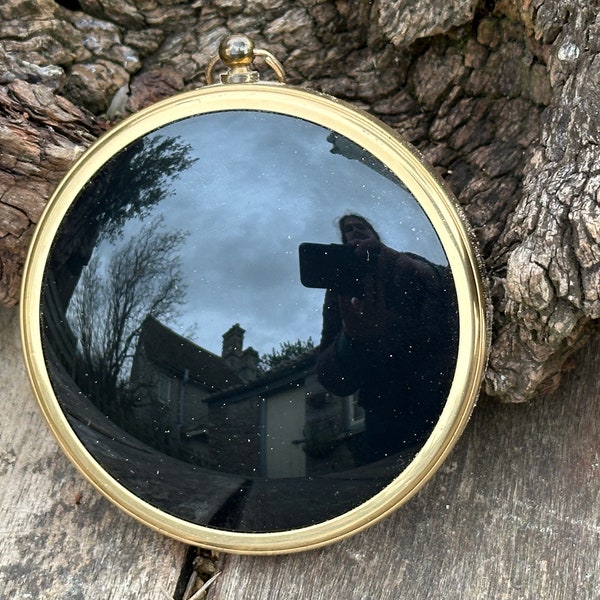 Espejo de adivinación curvo negro para videncia - Reciclado, vintage - Pagano, Wicca, Brujería, Ritual, Magia