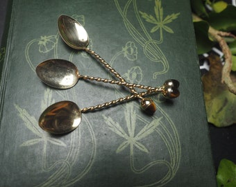 Tiger Eye Acorn Vintage Incense Spoon - Upcycled, Witchcraft, Witch, Wicca, Pagan, Spell Crafting, Incense making