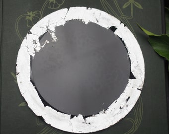 Black Scrying Mirror For Divination - 4 inches - Silver Leaf - Pagan, Wicca, Witchcraft, Ritual, Magic