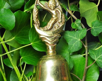 Pixie Brass Altar Bell - Space Clearing, Cleansing - Altar Item - Pagan, Wicca, Witchcraft, Vintage