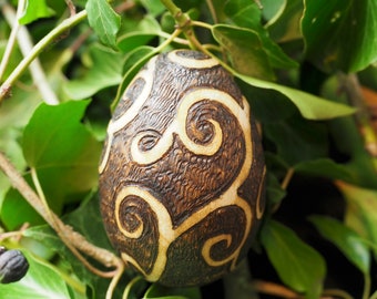 Sacred Spiral of Life Beech Wooden Egg - Ostara - Spring Equinox, Fertility