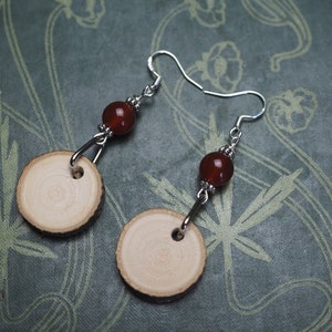 Rowan Wood Earrings for Protection Pagan, Wicca, Witchcraft, Charms, sterling silver, Ogham tree image 1