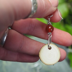 Rowan Wood Earrings for Protection Pagan, Wicca, Witchcraft, Charms, sterling silver, Ogham tree image 4