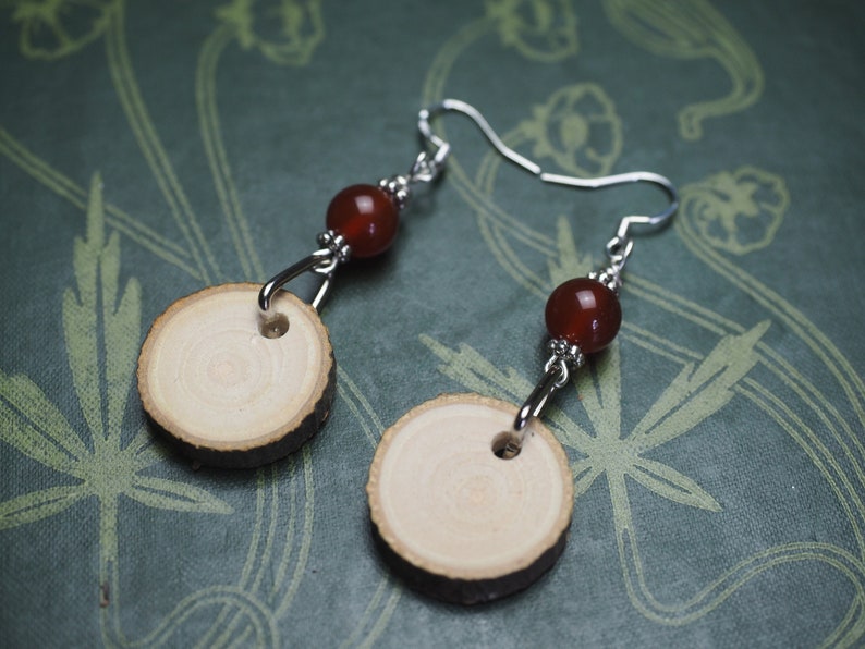 Rowan Wood Earrings for Protection Pagan, Wicca, Witchcraft, Charms, sterling silver, Ogham tree image 2