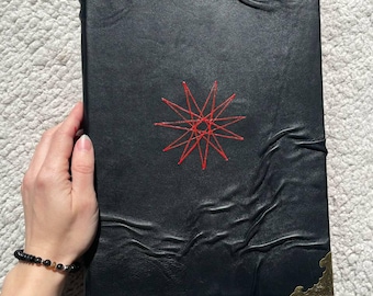 11-punkts stjärngrimoire läderjournal | Handgjord ockult anteckningsbok | Skuggornas bok | Häxkonstjournal