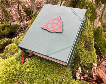 Large Leather Book of Shadows – Charmed Replica Grimoire with Red Triquetra