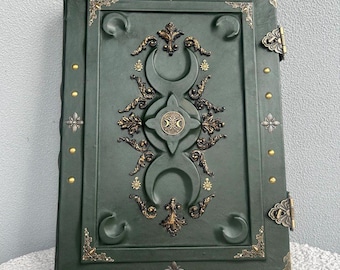 A3 Tree of Life Grimoire – Mega Large Leather Book of Shadows with Pentagram