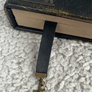 Pode incluir: Um di&aacute;rio encadernado em couro preto com um fecho de lat&atilde;o e um marcador de couro preto com um amuleto de lagarto dourado.