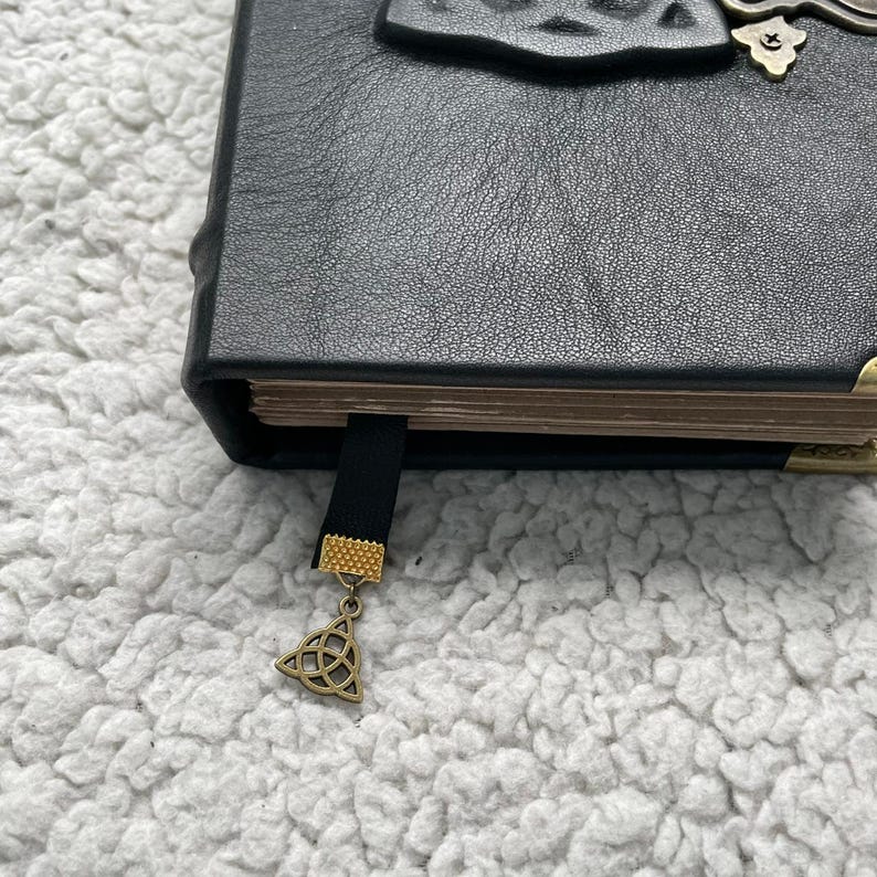 Pocket Grimoire | Black Triquetra Leather Journal | Mini Book of Shadows | Witchcraft Spell Book Gift image 11
