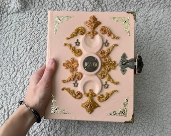 Eternal Triple Moon Grimoire Binder Refillable Leather Book of Shadows | Ring Binder Witchcraft Journal