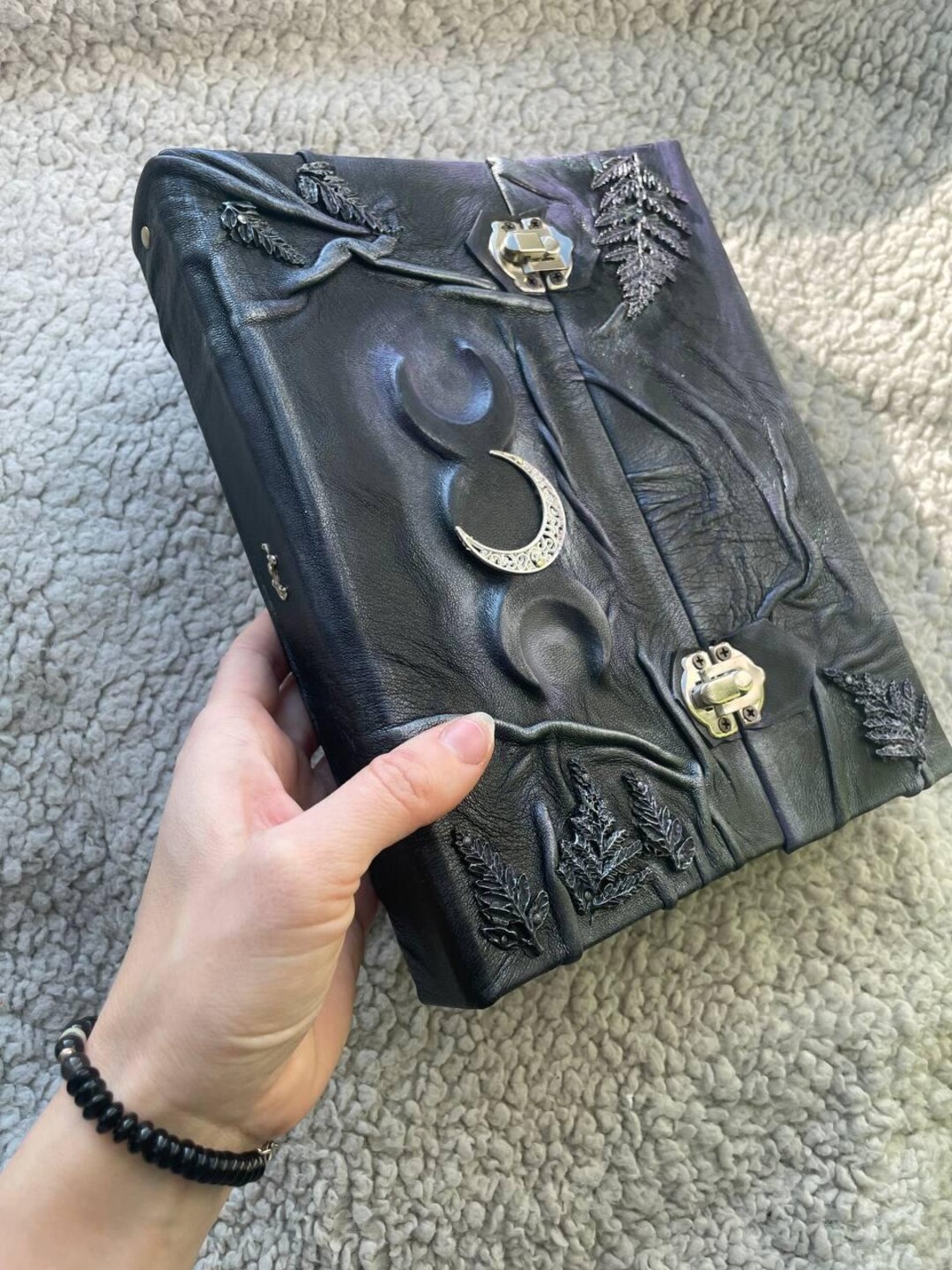Wizard Journal Ringed Ring Binder Grimoire – Refillable Witch Journal With Triple Moon & Fern ...