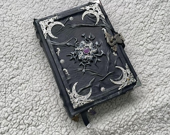 Gothic Leather Grimoire: Amethyst & Silver - Handmade Witchcraft Journal