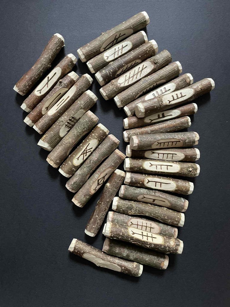 Handcrafted Wooden Ogham Divination Sticks – Celtic Tree Runes With ...