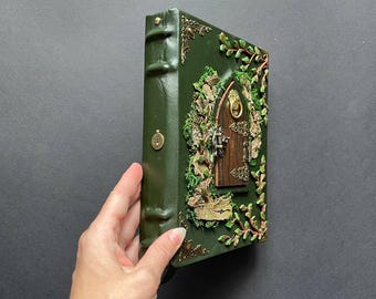 Enchanted Leather Grimoire: Handmade Witchcraft Journal with Secret Door