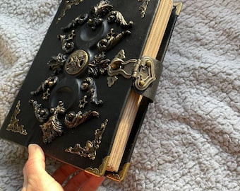 Leather Grimoire Binder with Triple Moon Phase & Tree of Life