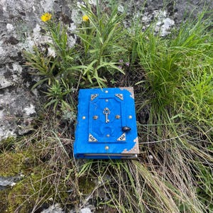 Handmade Leather Grimoire: Wiccan Book of Shadows with Key & Crystal