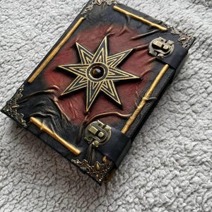 The Dawn of Venus Grimoire | Star of Ishtar Leather Journal with Tiger’s Eye