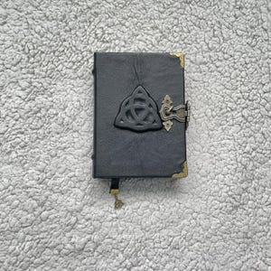 Pocket Grimoire | Black Triquetra Leather Journal | Mini Book of Shadows | Witchcraft Spell Book Gift image 10