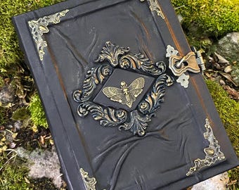 Death’s Head Moth Grimoire – Leather Witchcraft Journal for Dark Arts