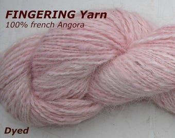 Laine FINE 100% Angora FRANCAIS filée main, teinte.