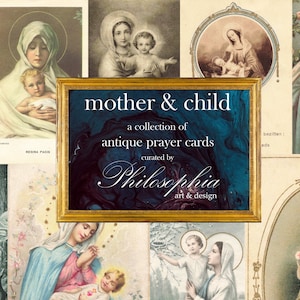 Virgin Mary Baby Jesus Antique Prayer Cards -  French German Dutch Latin - collection of 20 - Digital Download