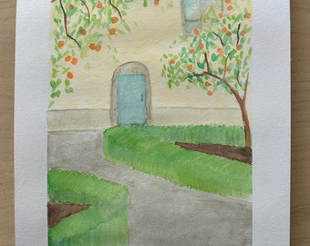 Valencia Orange Trees- Original Watercolour Painting