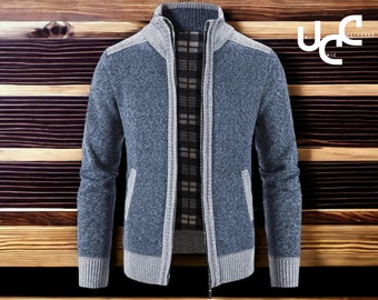 Men's Sweater Jacket | Fashionable Streetwear | Long Sleeve Tops
