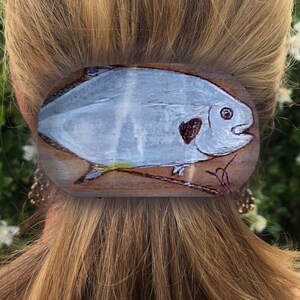 Permit Fish Art Animal Hair Barrette Metal Lightweight Strong Flyfishing