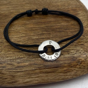 Braccialetto personalizzato in cotone per anniversario - Braccialetto con data per il 2° anniversario - Regalo di anniversario per il marito - Regalo di 2 anni di matrimonio per la moglie