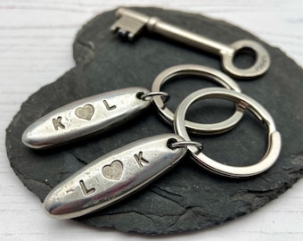 Engagement Gift Pair of Keyrings - Gift for Couples on Engagement -  Matching Couples Gift -  Engagement Date Keyrings - Unisex Couples Gist